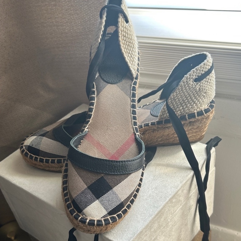 Plaid Espadrille Wedge Sandals